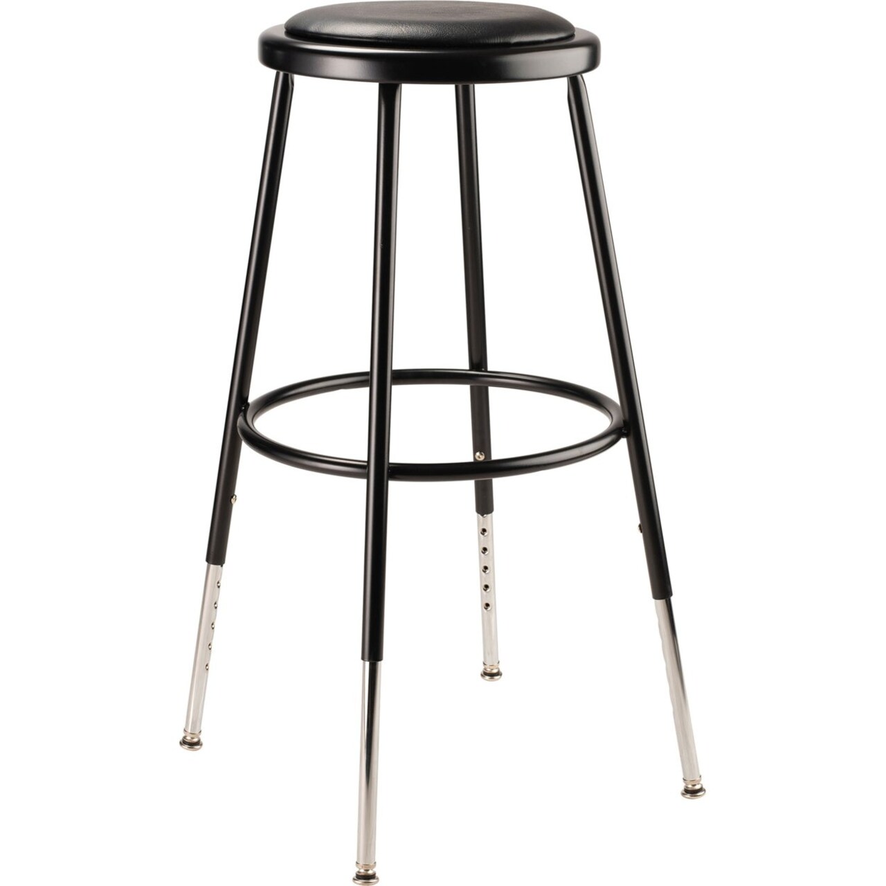 National Public Seating 24.5 -32.5" Height Adjustable Heavy Duty Vinyl Padded Steel Stool - Black